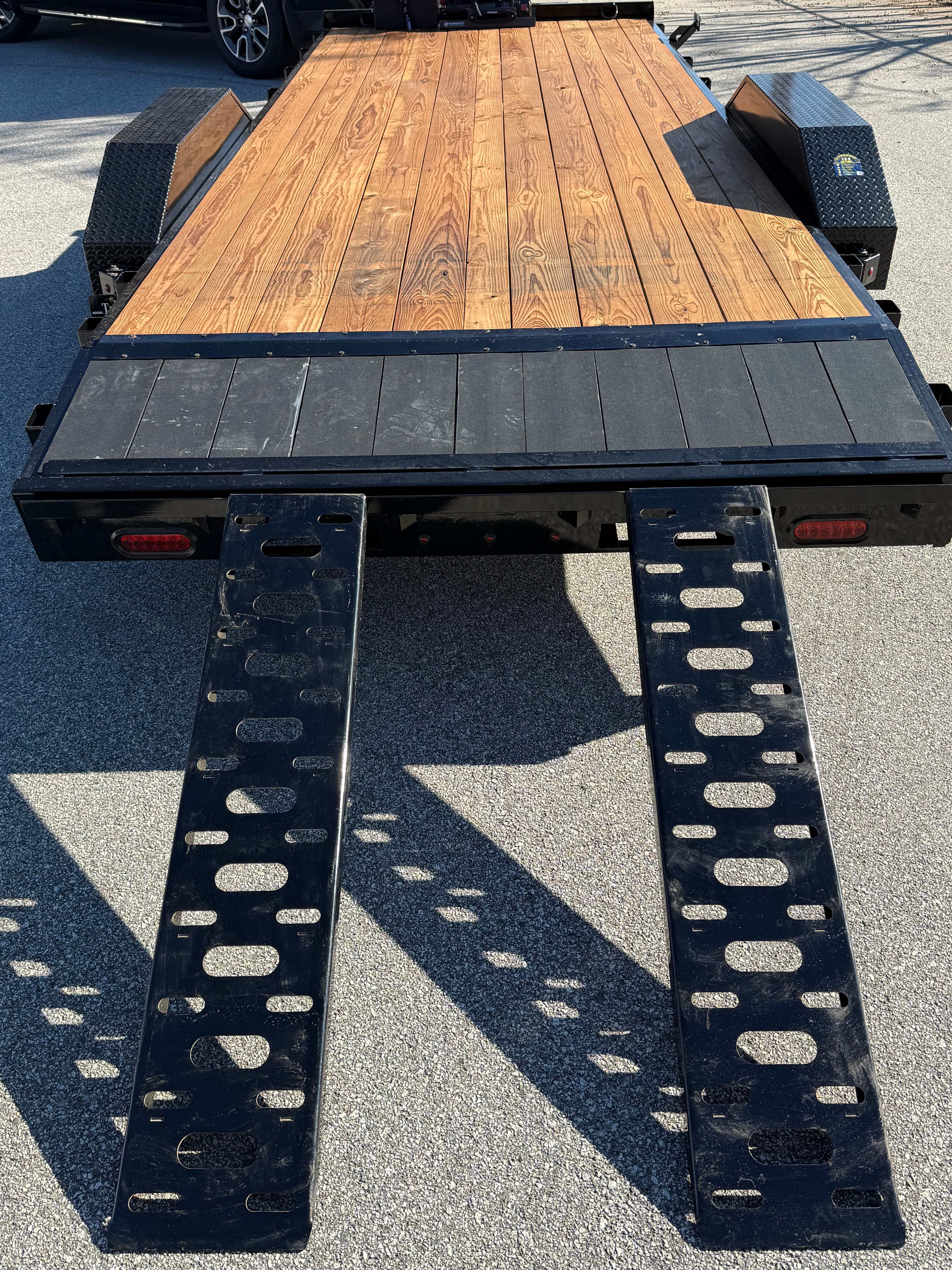 2026 Liberty 20ft car hauler trailer — loading ramps deployed