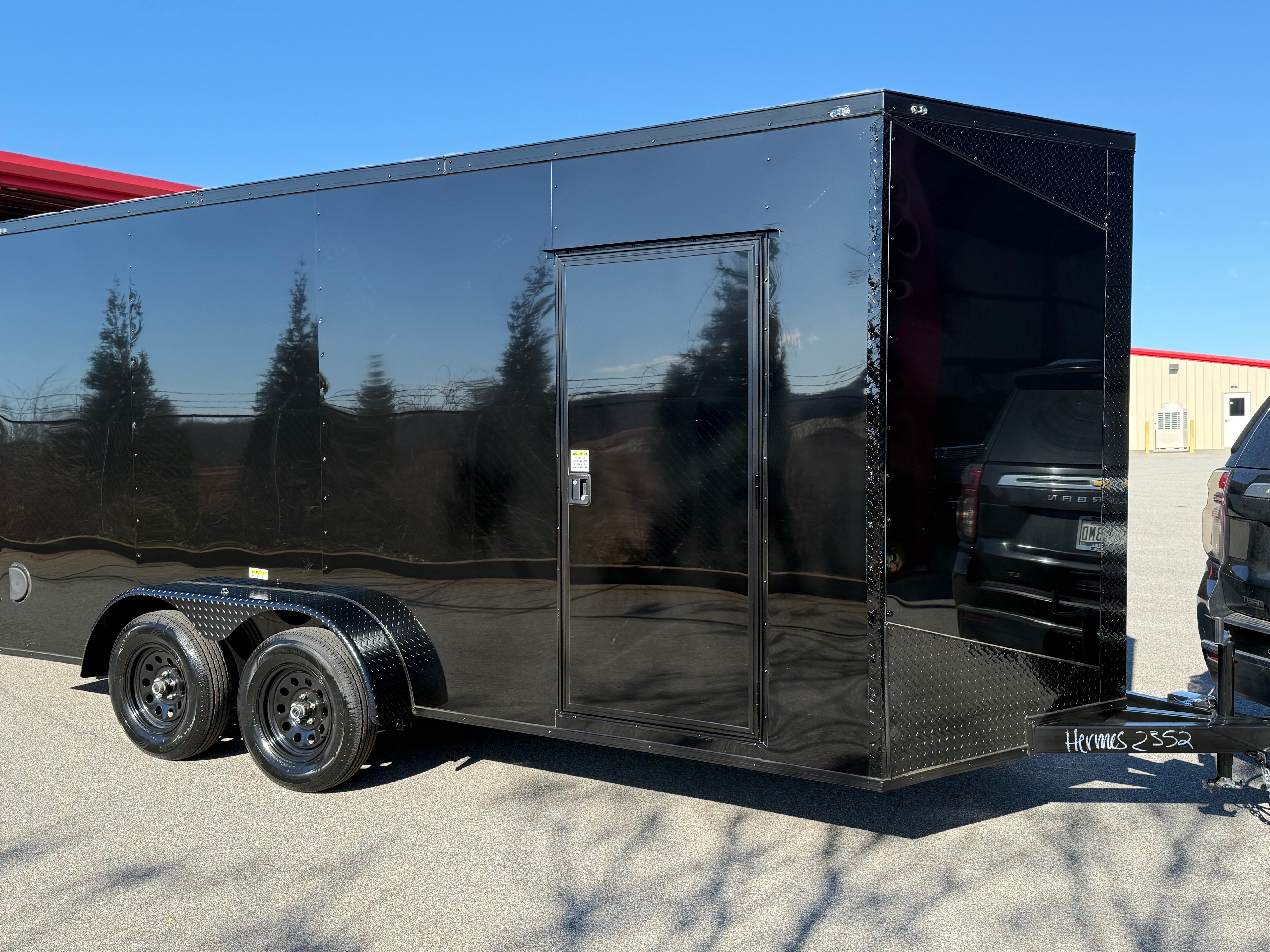 2026 Cargo United 7x16ft black enclosed cargo trailer for rent in Simpsonville SC — tandem axle